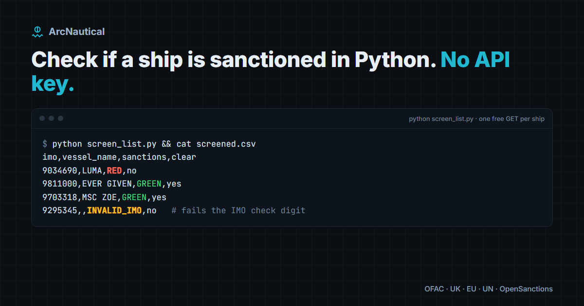 Check if a ship is sanctioned in Python, with no API key