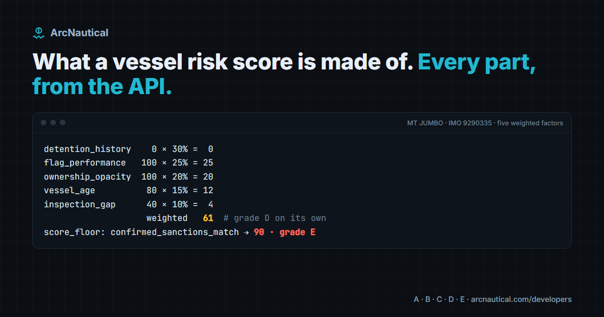 What a vessel risk score is made of, and how to read one from an API